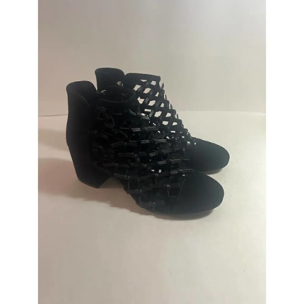 Cecelia New York Nessa Leather Knotted Bows Ankle Boots Black Sz. 6